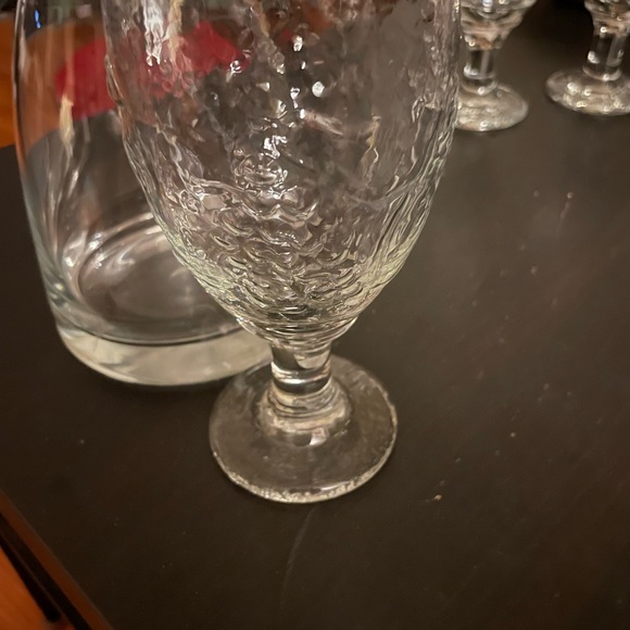 Vintage possible MCM Handblown Water or Wine Caraf with Six Large Glass Goblets - Picture 5 of 10
